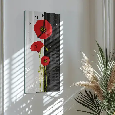 Horloge verticale en verre Têtes de pavot