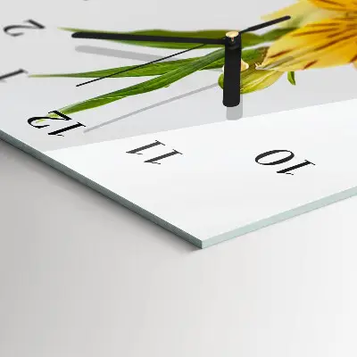 Horloge verticale en verre Fleurs jaunes