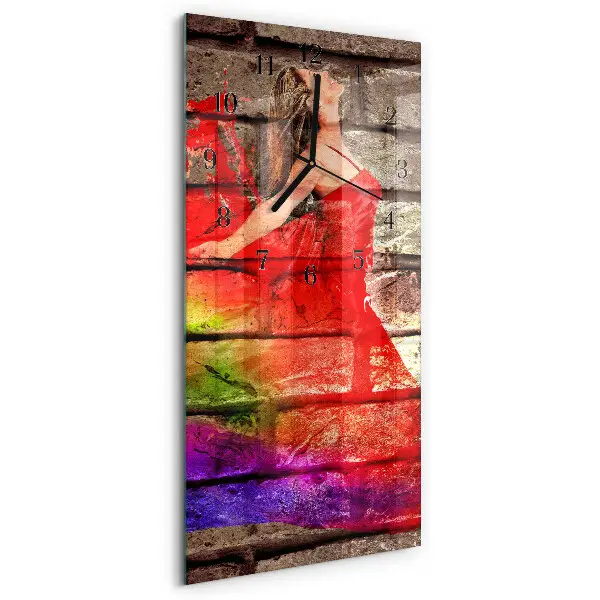 Horloge verticale en verre Brique