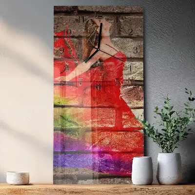 Horloge verticale en verre Brique