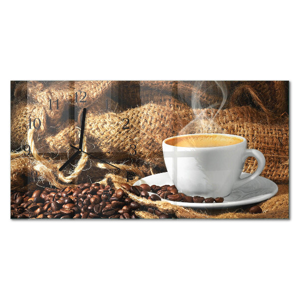 Horloge horizontale en verre Café en grains