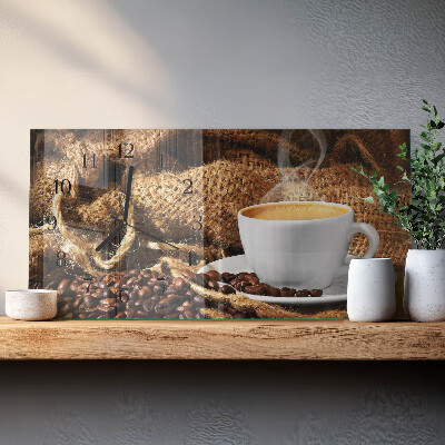 Horloge horizontale en verre Café en grains