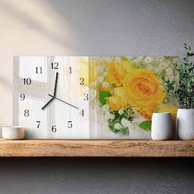 Horloge horizontale en verre Fleur