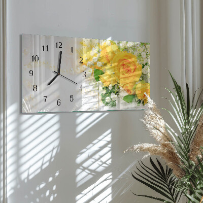 Horloge horizontale en verre Fleur