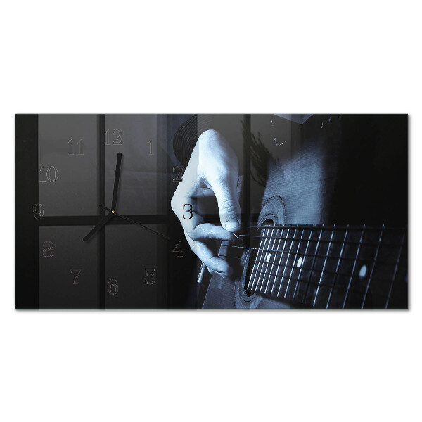 Horloge horizontale en verre Guitariste musical