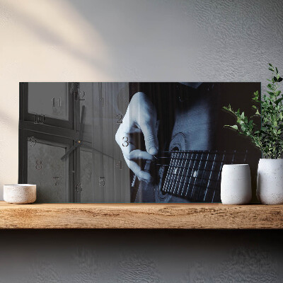Horloge horizontale en verre Guitariste musical