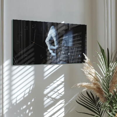 Horloge horizontale en verre Guitariste musical