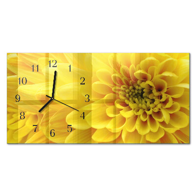 Horloge horizontale en verre Chrysanthèmes