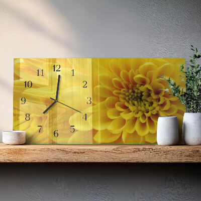 Horloge horizontale en verre Chrysanthèmes