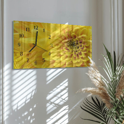 Horloge horizontale en verre Chrysanthèmes