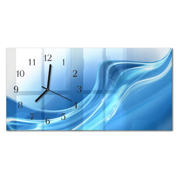 Horloge horizontale en verre Vagues bleues