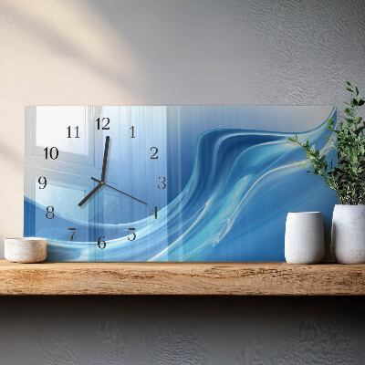 Horloge horizontale en verre Vagues bleues