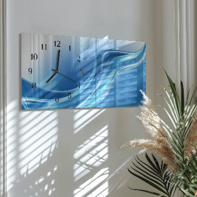 Horloge horizontale en verre Vagues bleues