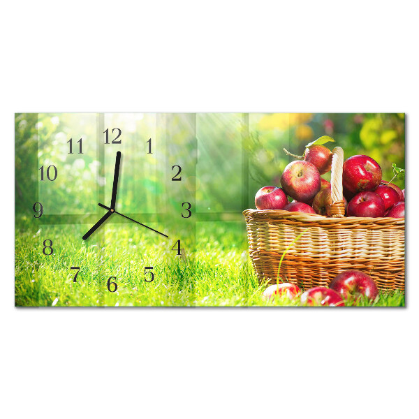 Horloge horizontale en verre Panier de pommes