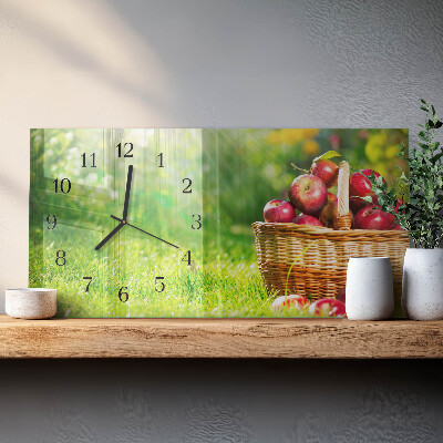 Horloge horizontale en verre Panier de pommes