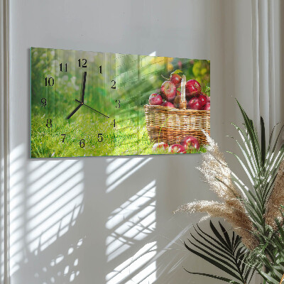 Horloge horizontale en verre Panier de pommes