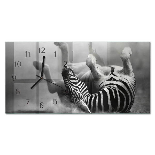 Horloge horizontale en verre Zèbre africain