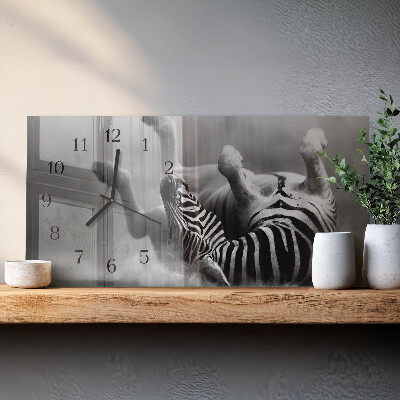Horloge horizontale en verre Zèbre africain