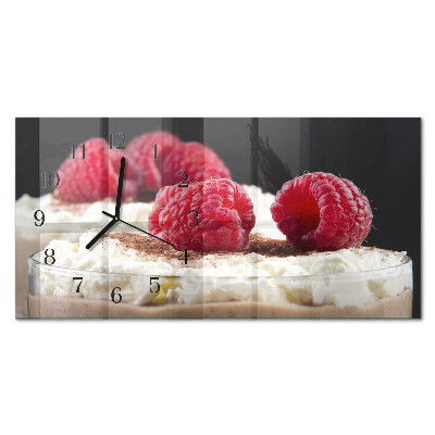 Horloge horizontale en verre Dessert aux framboises