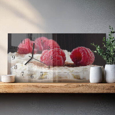 Horloge horizontale en verre Dessert aux framboises