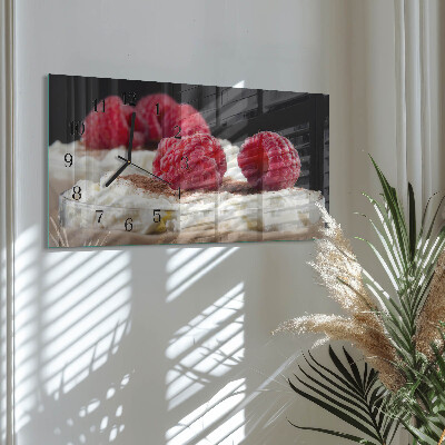Horloge horizontale en verre Dessert aux framboises