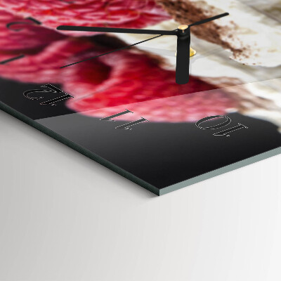 Horloge horizontale en verre Dessert aux framboises