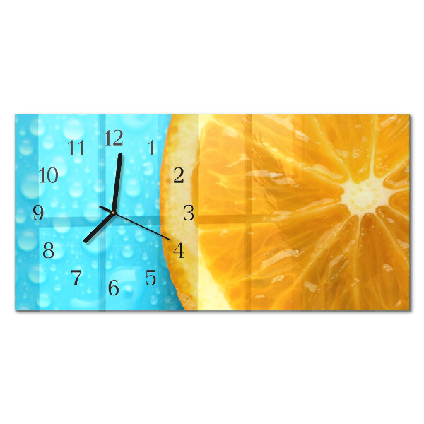 Horloge horizontale en verre Agrumes orange