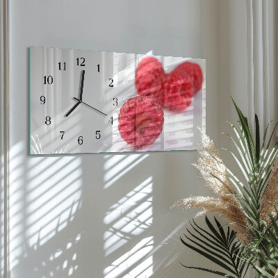 Horloge horizontale en verre Framboises des bois