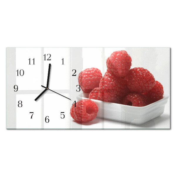 Horloge horizontale en verre Framboises fraîches