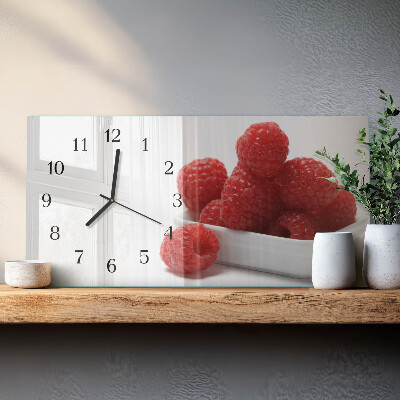 Horloge horizontale en verre Framboises fraîches