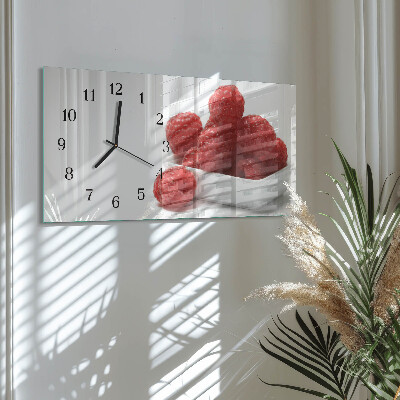 Horloge horizontale en verre Framboises fraîches