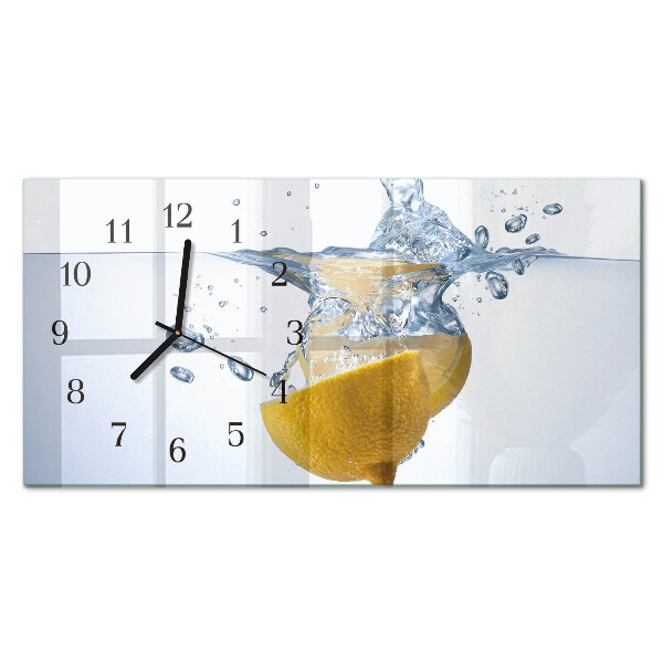 Horloge horizontale en verre Une tranche de citron dans l'eau