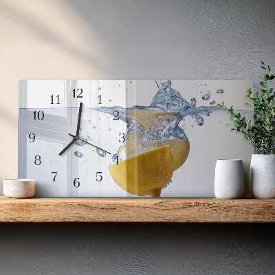 Horloge horizontale en verre Une tranche de citron dans l'eau