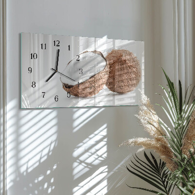 Horloge horizontale en verre Noix de coco exotiques