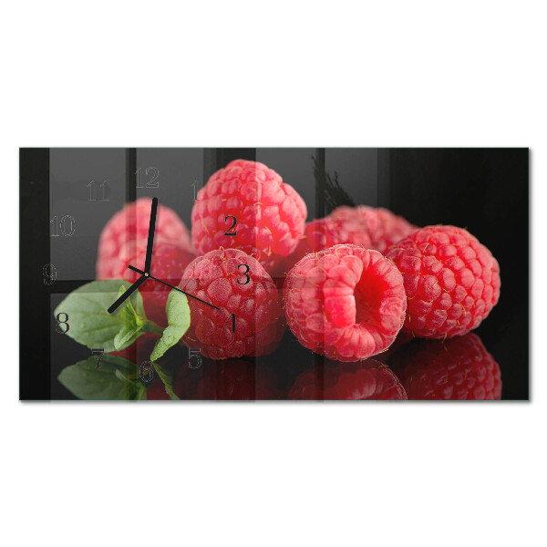 Horloge horizontale en verre Framboises du buisson