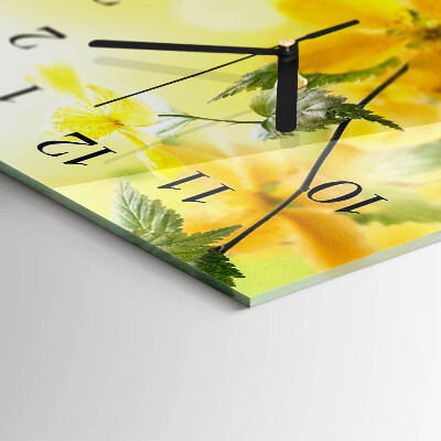 Horloge horizontale en verre Fleurs coupées