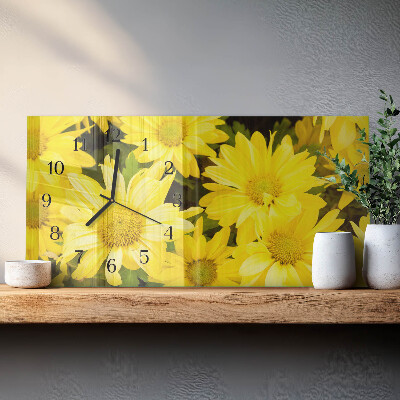 Horloge horizontale en verre Fleurs jaunes
