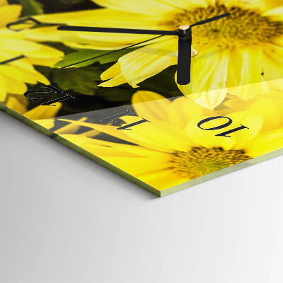 Horloge horizontale en verre Fleurs jaunes