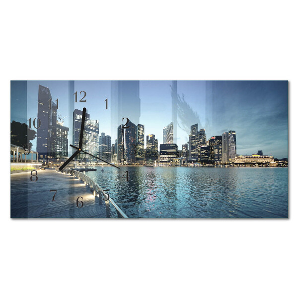 Horloge horizontale en verre La ville la nuit