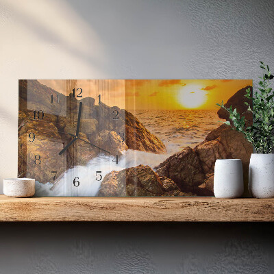 Horloge horizontale en verre Coucher de soleil
