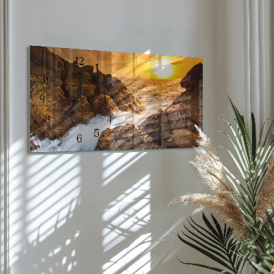 Horloge horizontale en verre Coucher de soleil