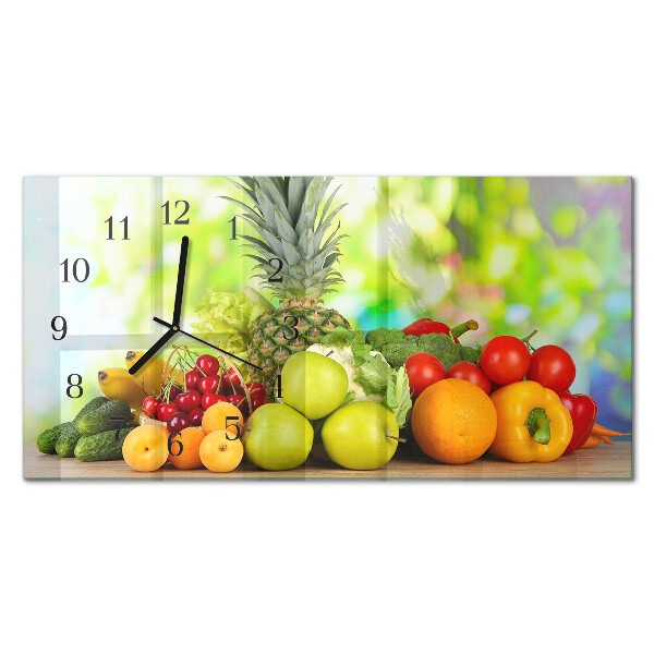 Horloge horizontale en verre Légumes et fruits