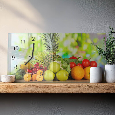 Horloge horizontale en verre Légumes et fruits