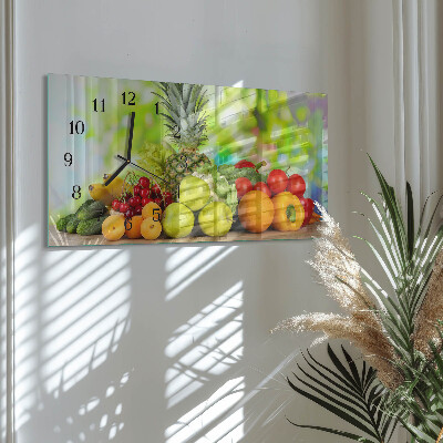 Horloge horizontale en verre Légumes et fruits