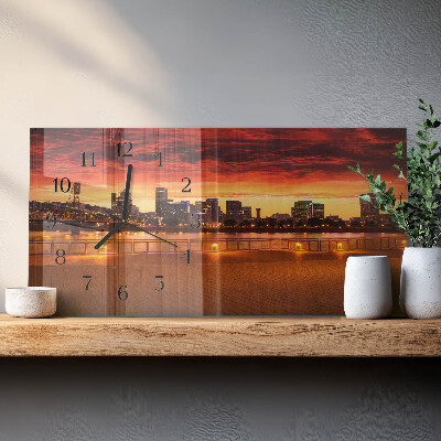 Horloge horizontale en verre L'heure dorée