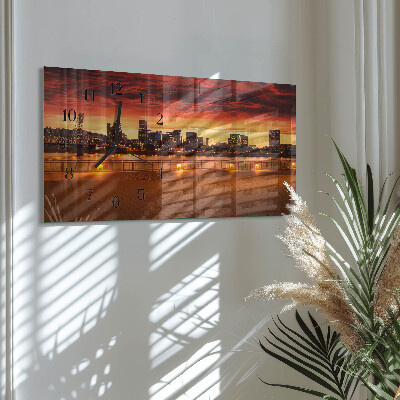 Horloge horizontale en verre L'heure dorée