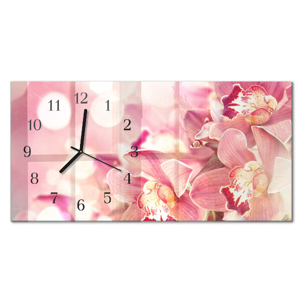 Horloge horizontale en verre Orchidées