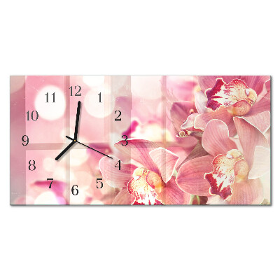 Horloge horizontale en verre Orchidées