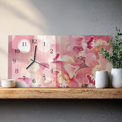 Horloge horizontale en verre Orchidées