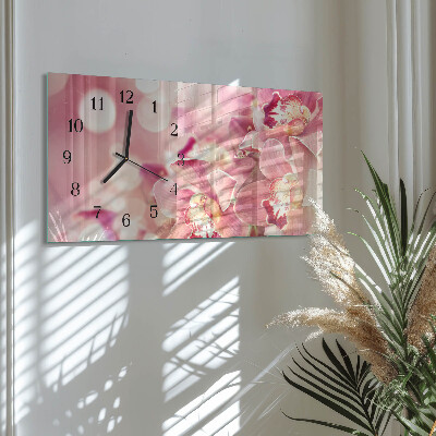 Horloge horizontale en verre Orchidées